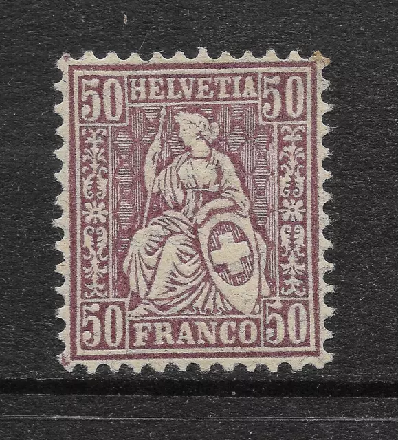 1881 Helvetia.. Switzerland.. 50 C Purple.. Fiber Paper.. MH