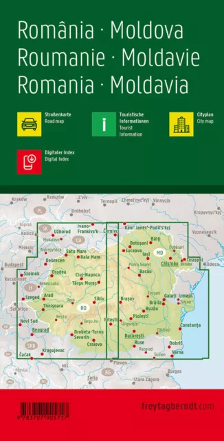 Rumänien - Moldawien, Straßenkarte 1:500.000, freytag & berndt | 2021 | deutsch 2