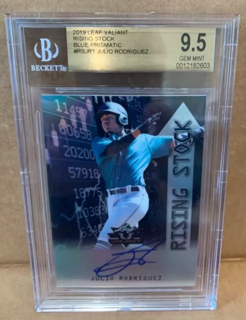 2019 Julio Rodriguez RC AUTO BGS 9.5/10 Leaf Valiant RS Blue Prismatic SP #D/25