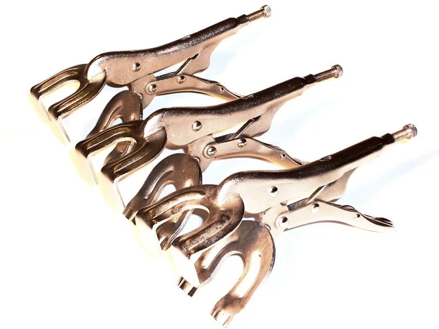 Locking Clamps Set 9" 2 Prong  Welding Vise Clamp 3 pcs Locking Plier Vice Tools