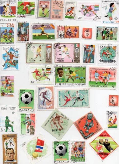 FOOTBALL on Stamps 70 All Different - Off Paper (2 scans )
