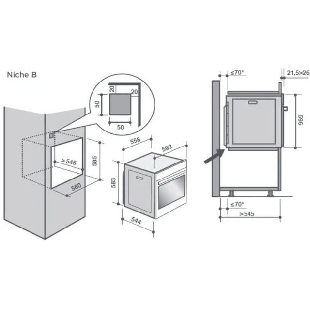 De Dietrich Four intégrable multifonction 73l 60cm a+ pyrolyse blanc 4