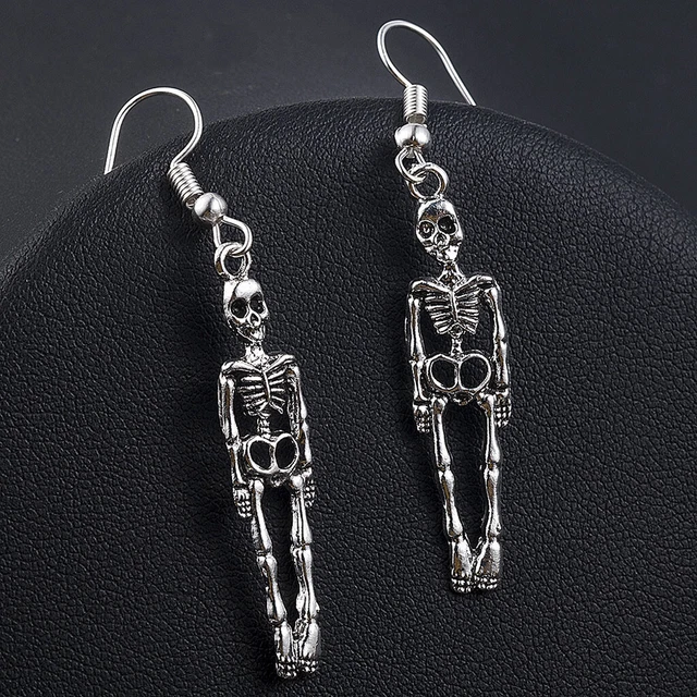 Clip on Earrings for Girls 10-12 Halloween Vintage Skeleton Skull Dangle