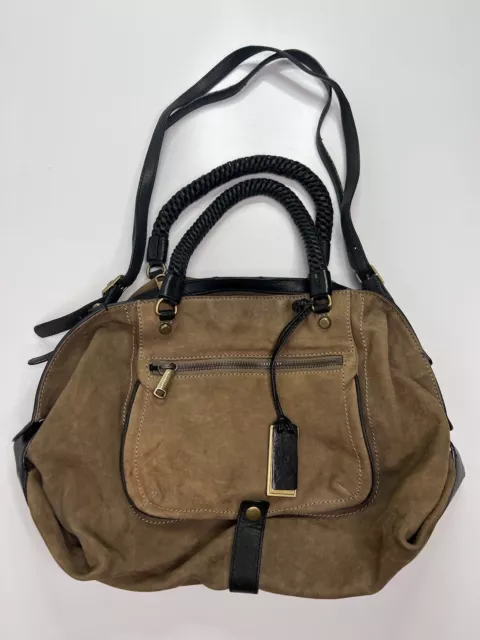 Gryson Olivia Handbag Brown Leather Shoulder Bag Convertible Utility Lined Zip