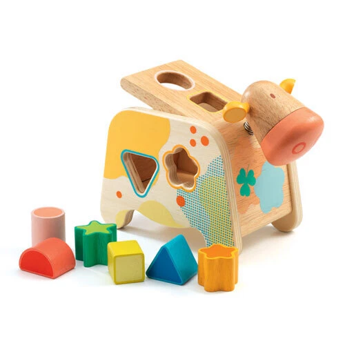 CACHATOU COW Djeco Wooden Shape Sorter FREE Global Shipping