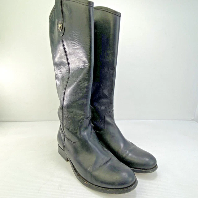 Frye Melissa 77167 Button Black Tall Leather Knee Riding Boots Womens Sz 6.5B