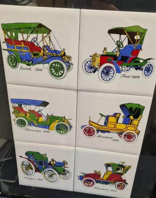 Vintage Car Ceramic Tiles various designs including Bugatti, Aston Martin, Lotus 4