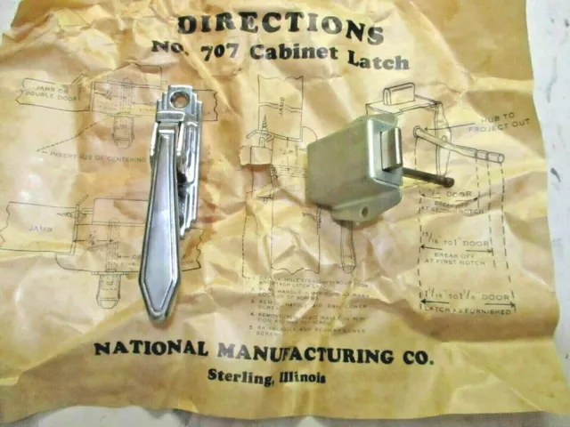 National 707 Stair Stepped 1940 Chrome Mechanical Cabinet Door Pull Latch 1 MCM 3