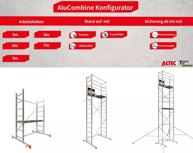 ALTEC AluCombine 3m bis 7m | vers. Höhe Fahrgerüst Rollgerüst Treppengerüst Alu