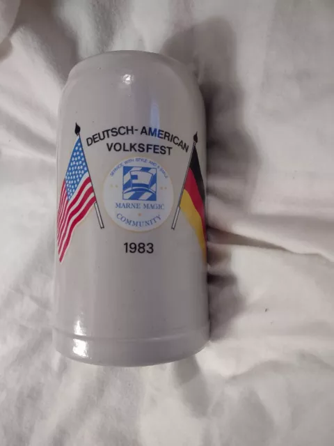 Vintage Deutsch American Volksfest 1983 1L Stoneware Stein Glazed Pottery
