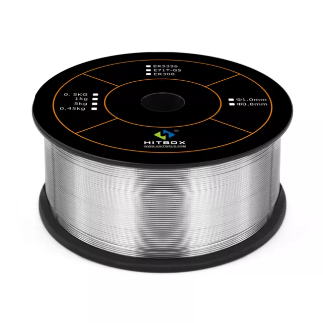 HITBOX Gasless Welding Wire MIG 0.8mm Flux Cored 1.0kg Reel AWS A5.20 E71T-GS UK