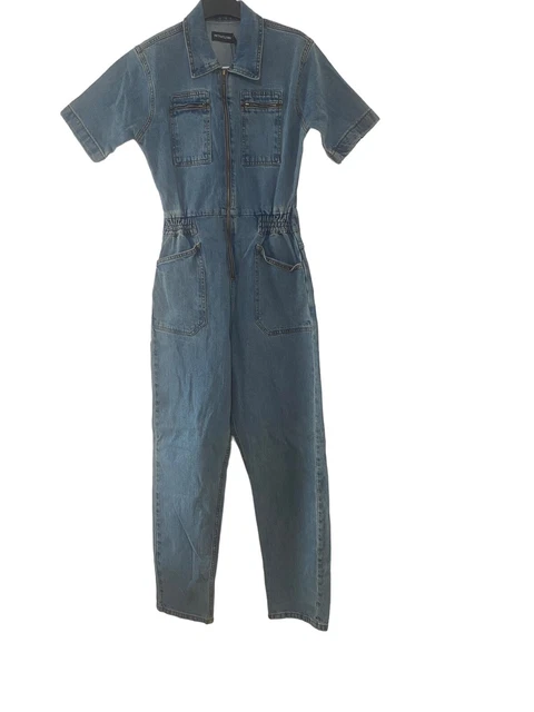 Pretty Little Things Sz 10 Blue Denim Vintage Pocket Detail Jumpsuit Dungarees