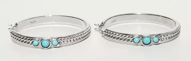 Anthony Nak Atelier Sterling Silver Turquoise Cabochon Hoop Earrings Anthony Nak Atelier Sterling Silver Turquoise Cabochon Hoop Earrings