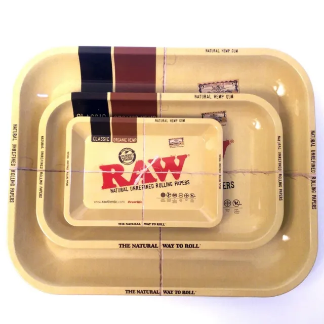 RAW Mini Small Medium & Large Classic Metal Collectors Rolling Tray RAWthentic