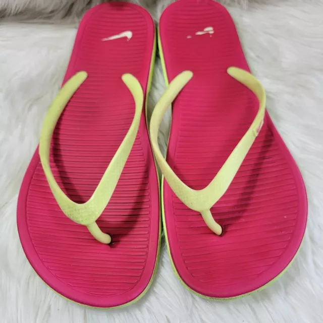 NIKE SOLARSOFT Neon Flip Flop Slide Thong Women's Size 12 Rubber Flip-flops