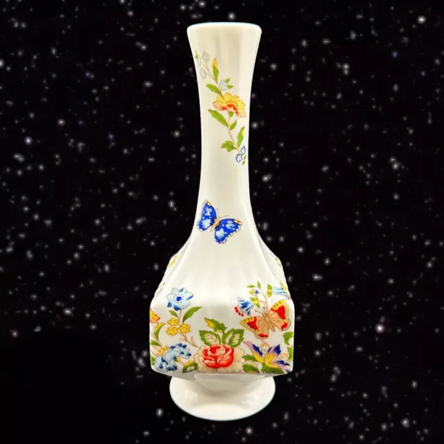 AYNSLEY BONE CHINA Cottage Garden Butterfly Bud Vase Made in England Bone China