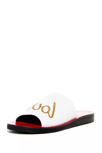 Ivy Kirzhner Quotes Love Wins White Red Flat Slide Mule Slip on Sandals