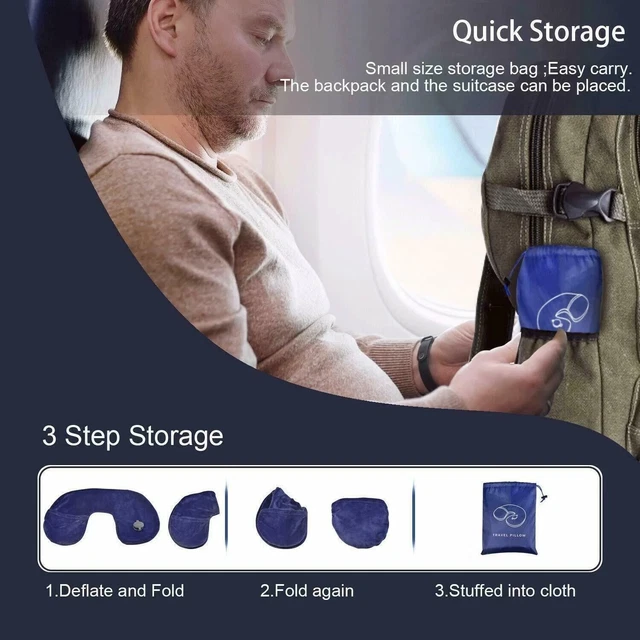 U Neck Pillow Flight Support Cushion Shaped BAMBOO MEMORY FOAM TRAVEL PILLOW 9