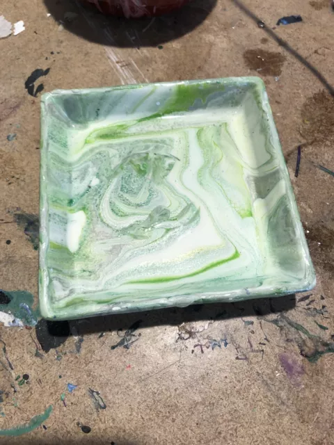 4" Ceramic paint pour Jewelry Tray, Small Ring Dish Holder Trinket Tray