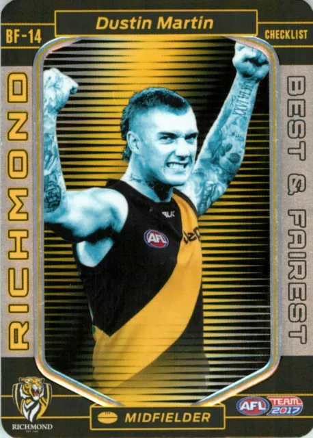 2017 Richmond Tigers AFL Premiers TeamCoach Best & Fairest Card - Dustin Martin