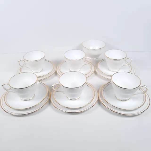 Duchess Ascot Tea Trios Cups, Saucers, Side Plates & Sugar Bowl Vintage Set of 6