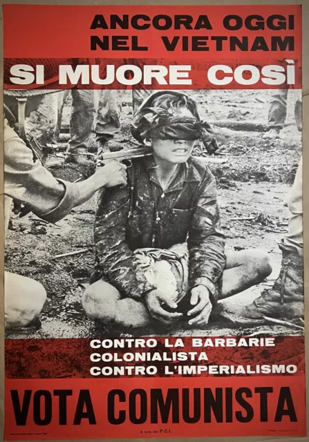 P.C.I. - Vota Comunista - Poster politico originale- Guerra Vietnam- ' 70