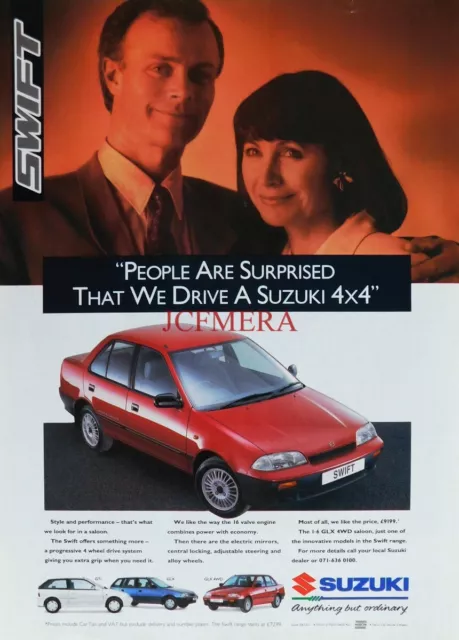 Suzuki 'SWIFT' 4x4 Saloon Motor Car ADVERT Original Vintage 1991 Print Ad 679/28