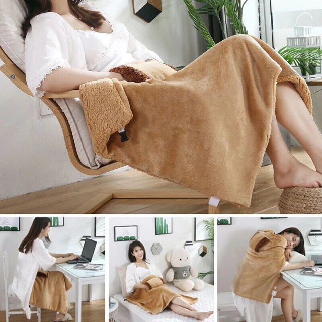 Electric Heated Throw Over Blanket Large Warm Washable Fleece Winter Warming USB