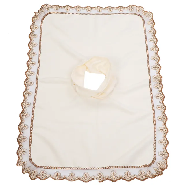 (Beige White)Spa Massage Table Head Cover Sheet Massage Bed Coverlet IDS