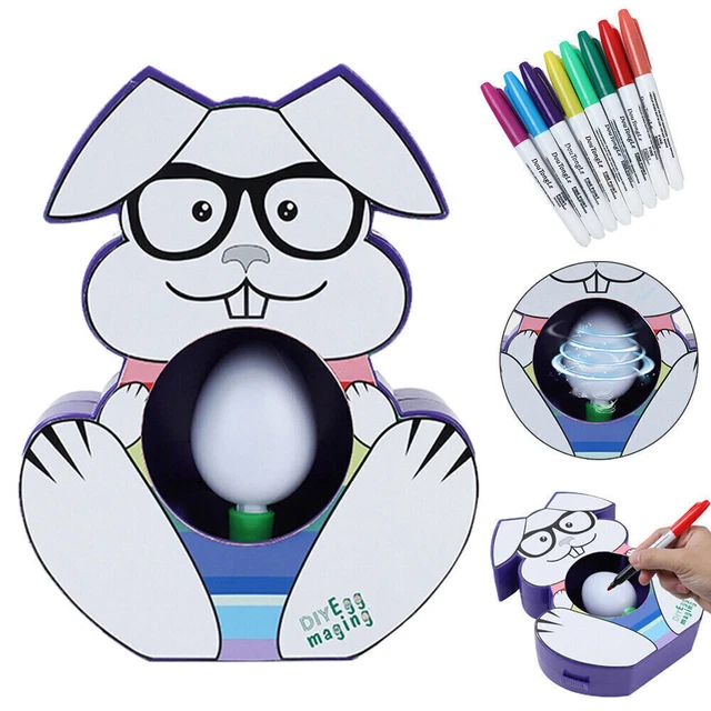 EASTER EGG COLORING Machine Kit DIY Eggs Spinner Painting Markers Kids ...