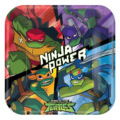 Amscan PIATTI GRANDI IN CARTA TARTARUGHE NINJA CM 23 CF 8 PZ COMPLEANNO FESTE E PARTY 