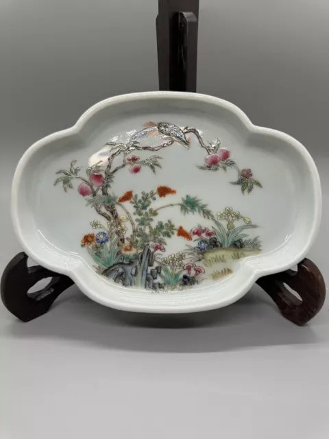 Chinese Antique Famille Rose “Birds & Flowers” Plate Qing Dynasty QianLong Mark