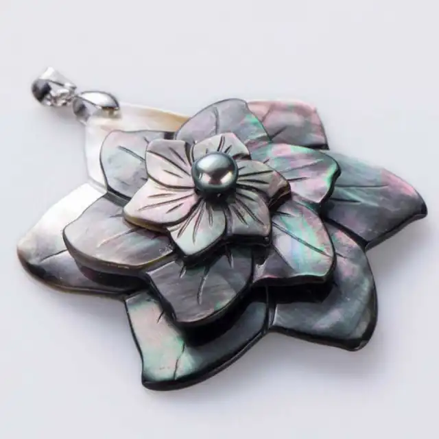 Natural Abalone Shell Flower Pendant Lucky Rope Necklace Meditation Chakra
