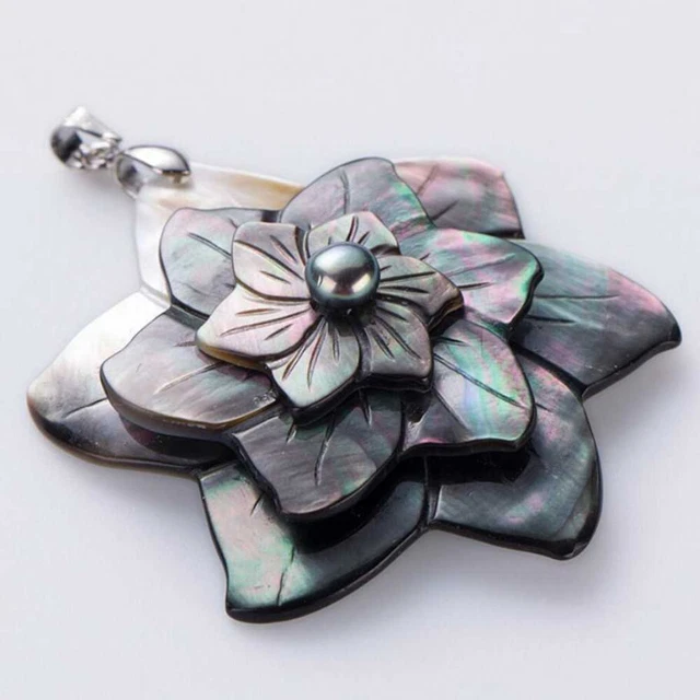 Natural Abalone Shell Flower Pendant Lucky Rope Necklace Meditation Chakra