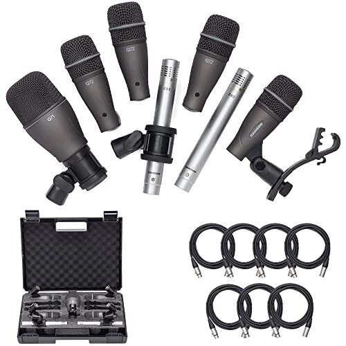 Samson DK707 7-Piece Drum Microphone Kit with 7 Premium XLR Mic Cables XLR-M ...