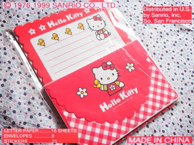 😻 Sanrio VINTAGE 1999 HELLO KITTY Complete Letter Set Papel Papeis w/ STICKERS