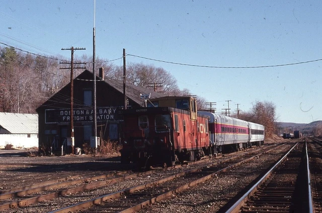 CANADIAN NATIONAL Railroad Train Caboose B&A Station Original 1987 Photo Slide