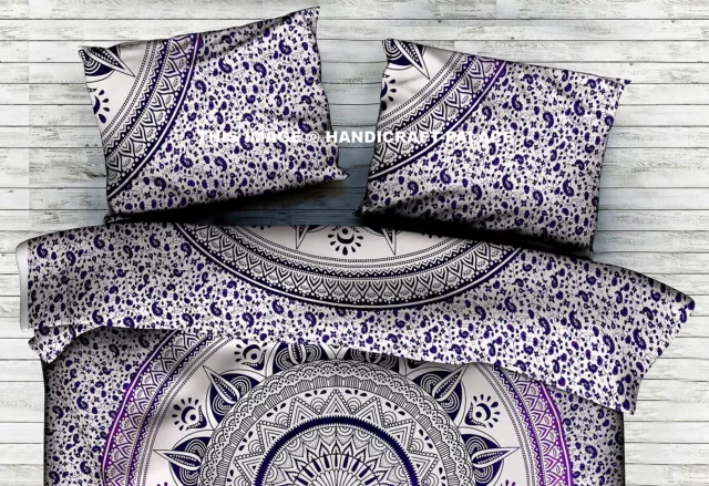 Indio Tresillo de Mandala Diseño Funda Almohadón Algodón Bohemio Cojín Cama Con