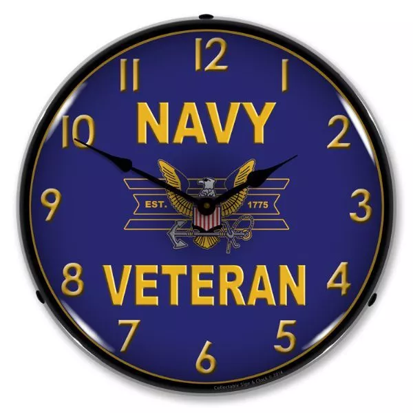 New  Navy  Veteran  Retro L.e.d.  Lighted Clock - Free Shipping* & Handling