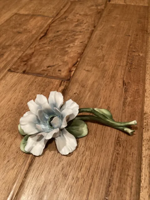 Capodimonte Blue Flower with Stem Porcelain Italy