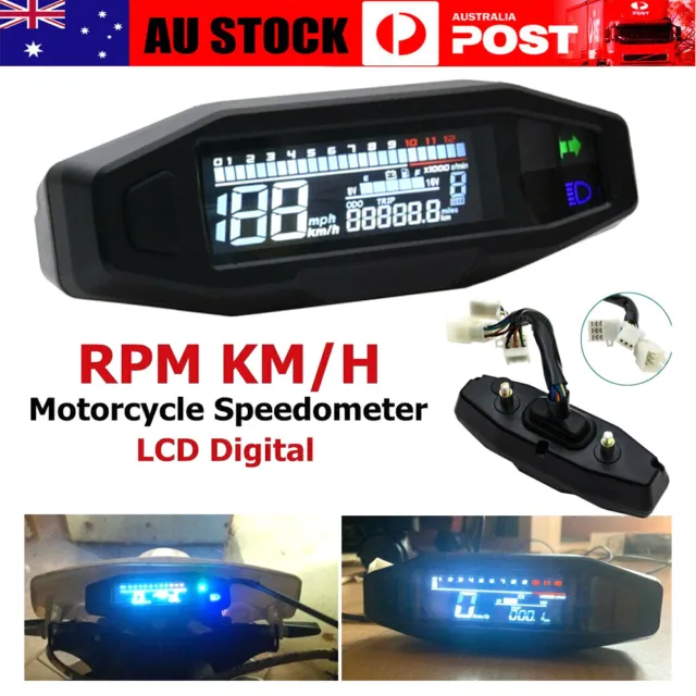 Universal LCD Digital Motorcycle Meter Speedometer Digital Odo-meter Electric AU