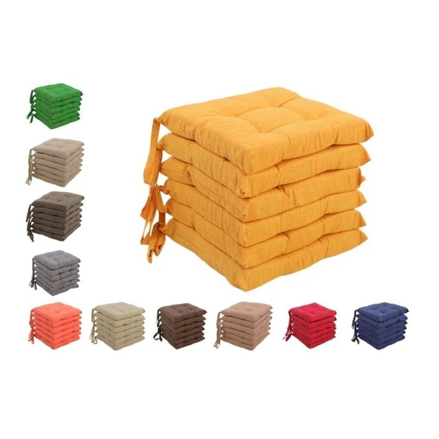 Set Di 6 Cuscini Imbottiti Per Sedie Con Fantasia Cuore E Alette - Arancione Vivace - Foto 4