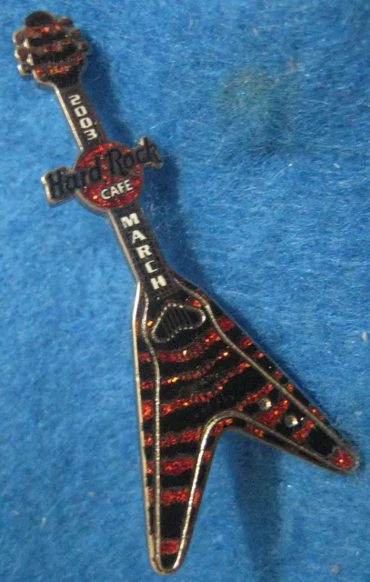 ONLINE MARCH RED ZEBRA  ANIMAL PRINT FLYING V GUITAR SERIES Hard Rock Cafe PIN