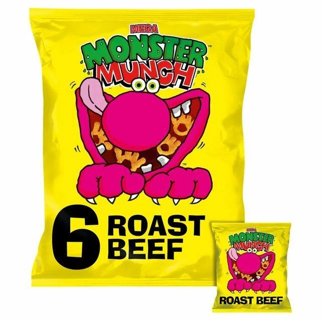 MEGA MONSTER MUNCH Roast Beef Snacks 22g x 6 per pack (0.29lbs) EUR