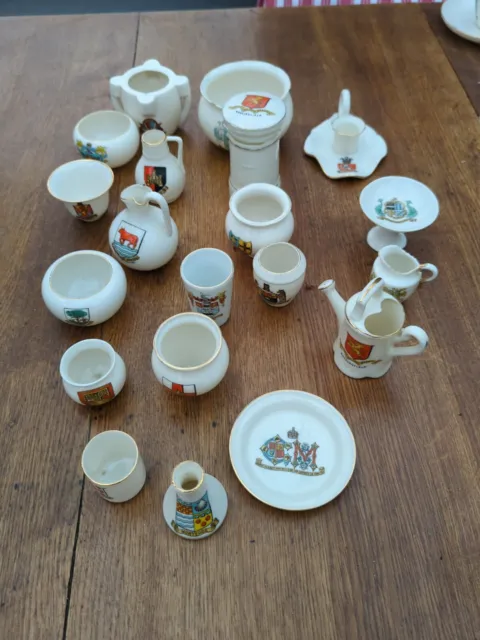 Collection Of 20 Vintage  W.H.Goss Crested Ware China Various Pieces