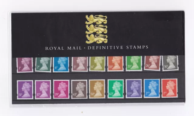 GB STAMPS-  1998 DEFINITIVES, PRESENTATION PACK No 41, 1p to £1, 1st & 2nd, MINT
