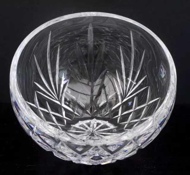 Caithness hand cut lead crystal rose bowl - fans & diagonals - 12.5 cm (5")