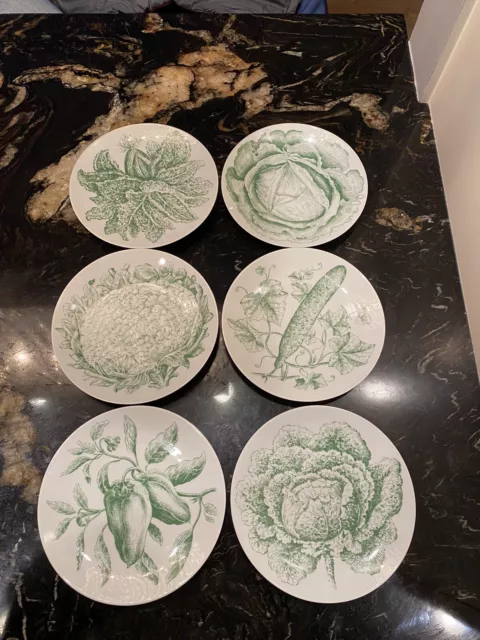Bareuther Waldsassen Bavaria Germany Salad Plates w Vegetables 7.75" Set Of 6