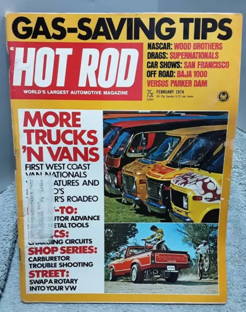 Hot Rod Magazine February 1974 Trucks N Vans Nascar Wood Brothers Supernationals