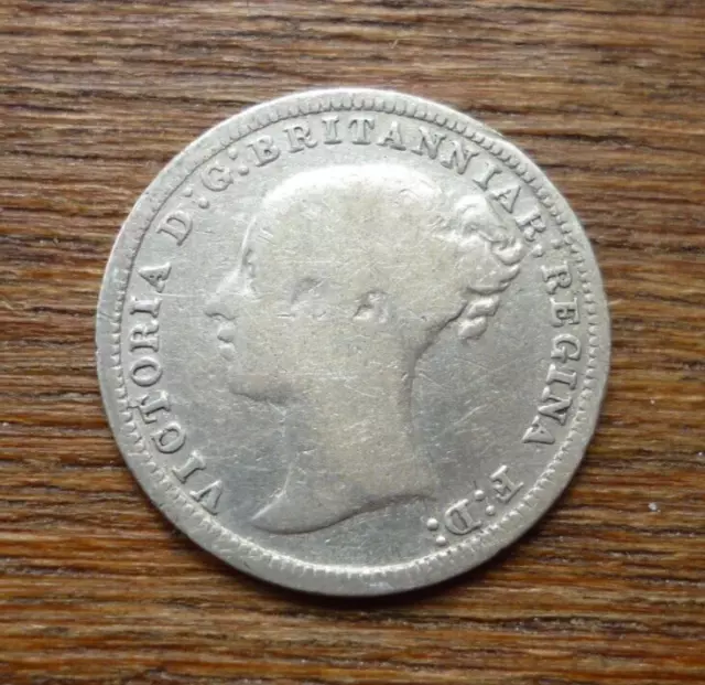 1876 Threepence Silver Coin. Queen Victoria